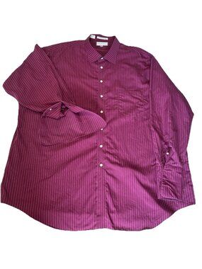 Paul Fredrick Mens Dress Shirt 20 37 Burgundy Pinstripe Cotton Long Sleeve XXXL